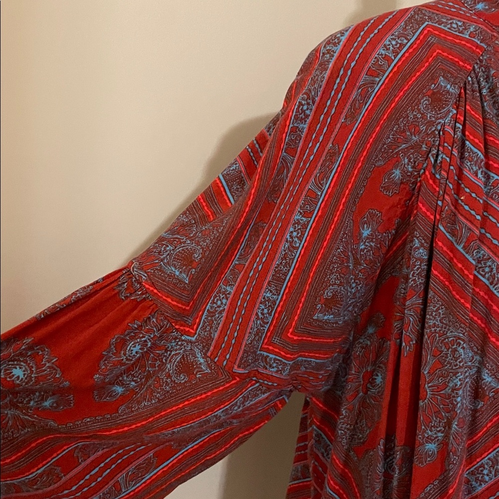 Free People “Walking On a Dream” Tunic Top Size L Geometric Print Boho Inspired - Picture 9 of 13